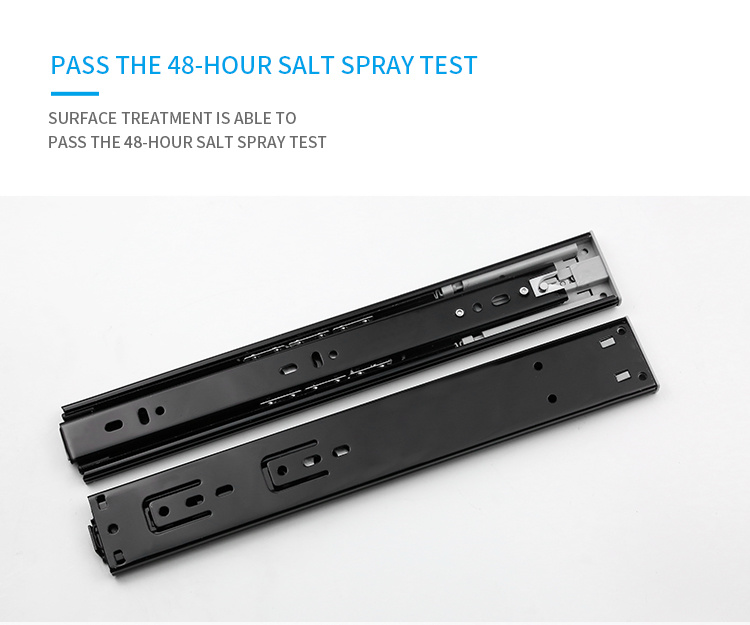 Hardware para móveis zincado 45mm, rolamento de esferas triplo, empurrar, gaveta telescópica aberta, extensão completa, canal telescópico